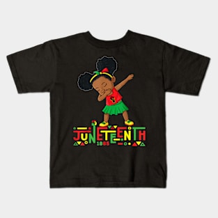 Dabbing Black Princess Juneteenth 1865 Brown Skin Girls Kids Kids T-Shirt